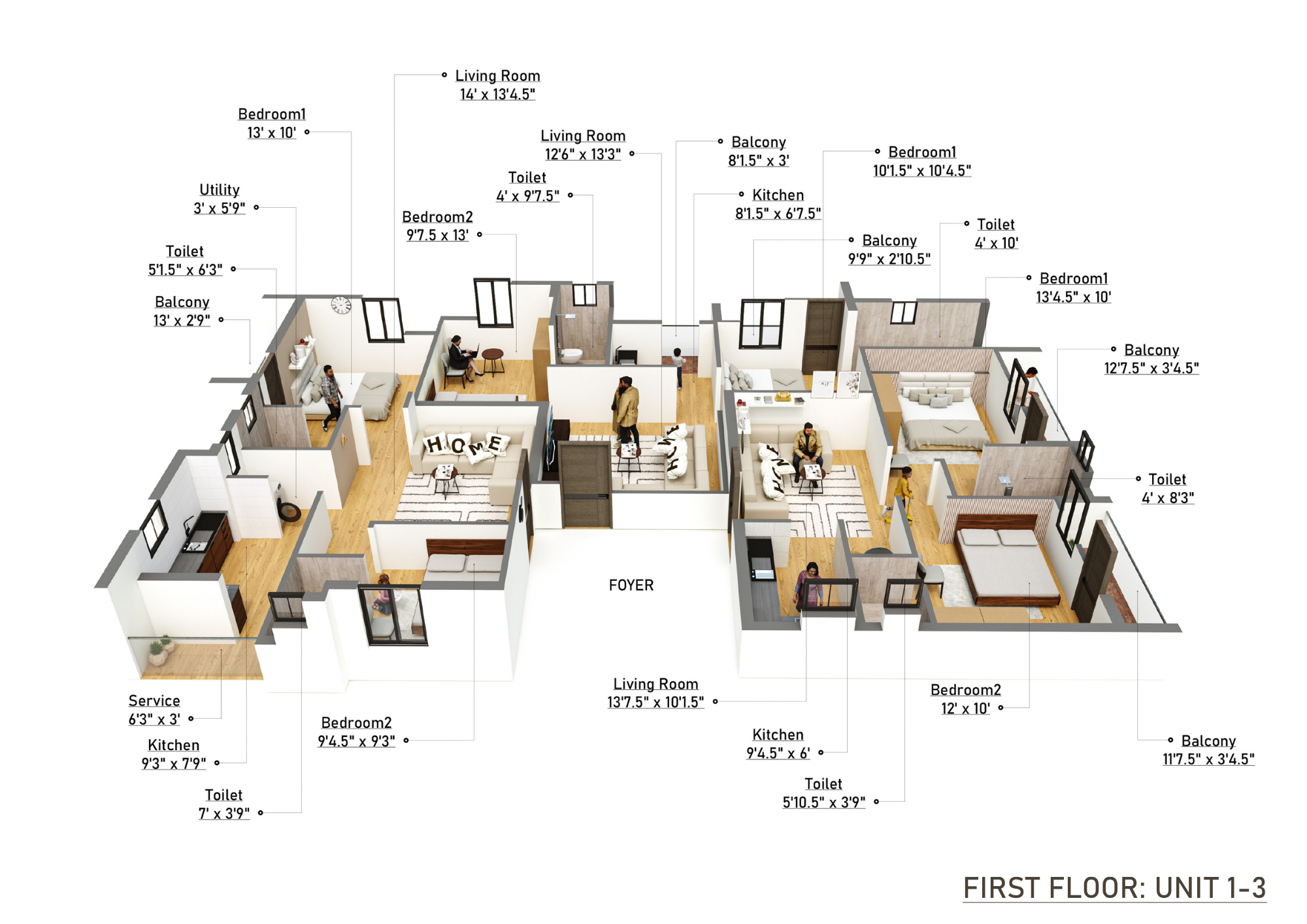 First Floor - Units 1, 2, 3