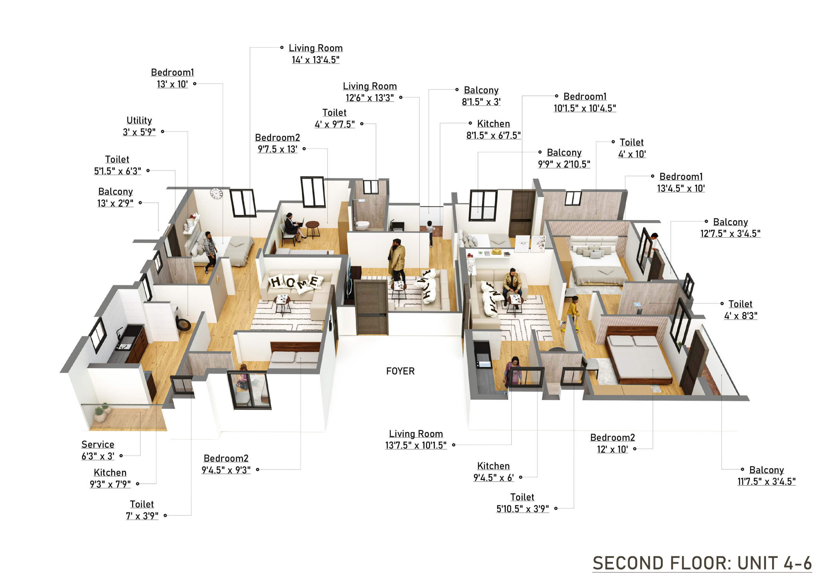 Second Floor - Units 4, 5, 6