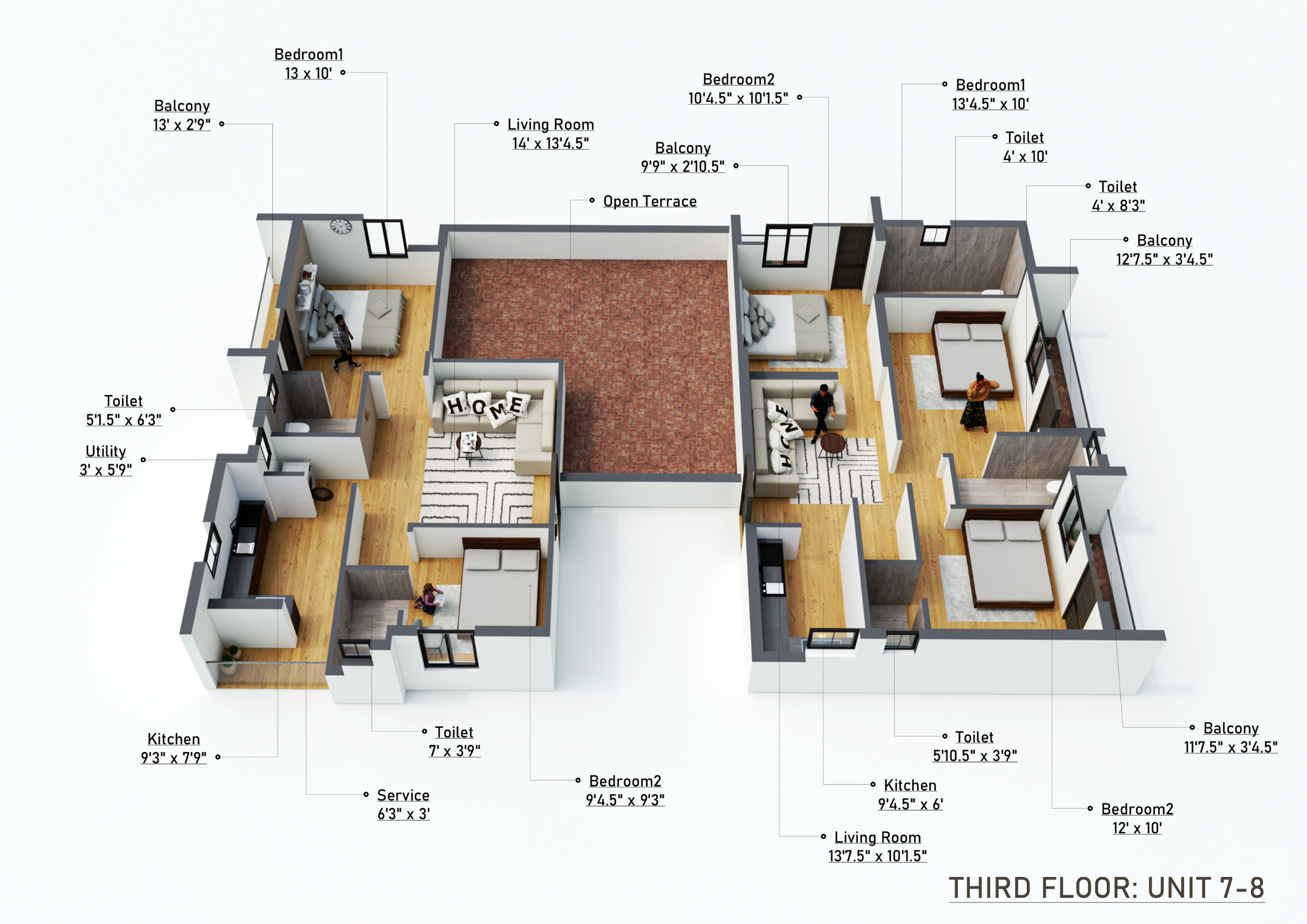 Third Floor - Units 7, 8
